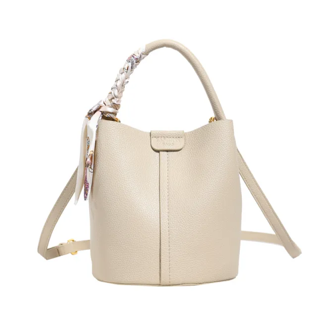 Korean Style Scarf Hand carrying Combination Bucket Bag Khaki - Shop at LoveMi