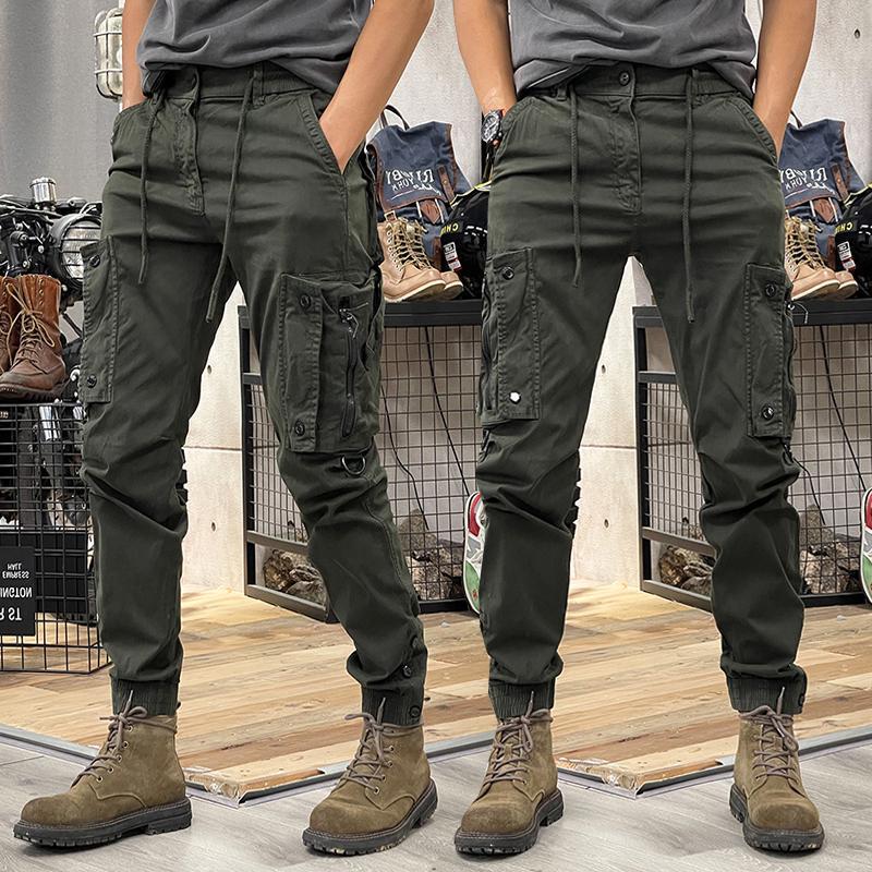 Mens Straight-Leg Outdoor Tactical Casual Pants With Adjustable Cuffs