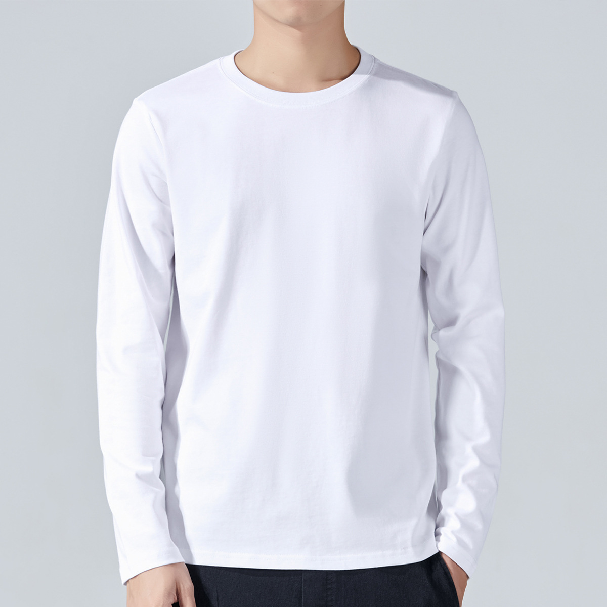 Mens Long sleeve Solid colorCotton T-shirt