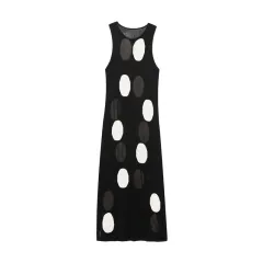 Summer European And American Style Polka Dot Knitted Long Sleeveless Dress - View 1