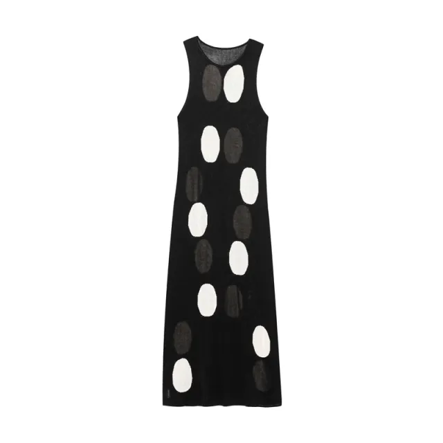 Summer European And American Style Polka Dot Knitted Long Sleeveless Dress - Shop at LoveMi