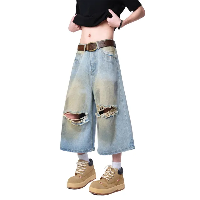 Ripped Denim Capri Pants Boys Blue - Shop at LoveMi