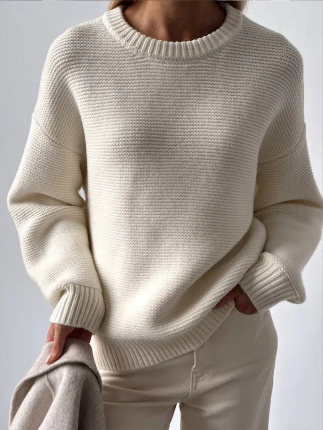 Women's Knitting Sweater Simple And Elegant White - Shop at LoveMi