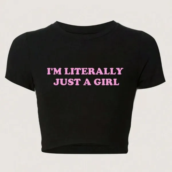 INS Personality Street Letter Print Short Midriff baring Short sleeved T shirt Ins01 - Shop at LoveMi