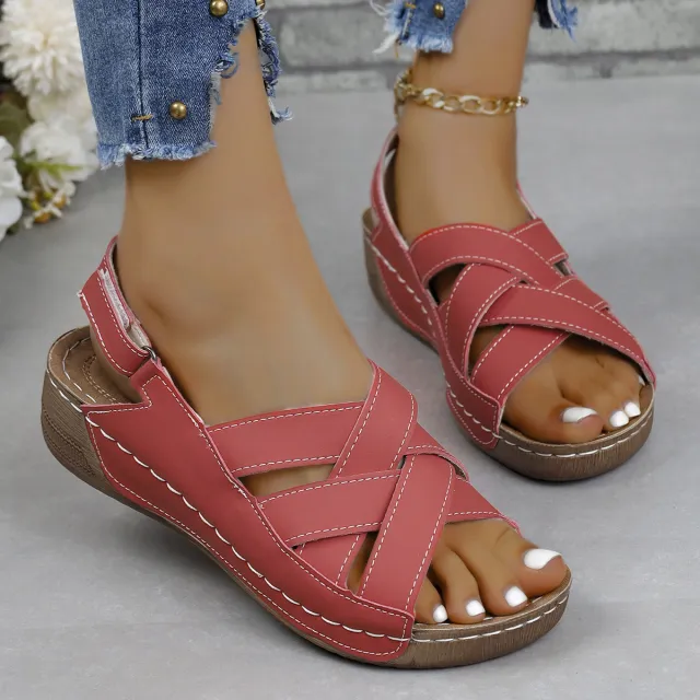 Plus Size Summer Women's Wedge Platform Sandals Red - Shop at LoveMi