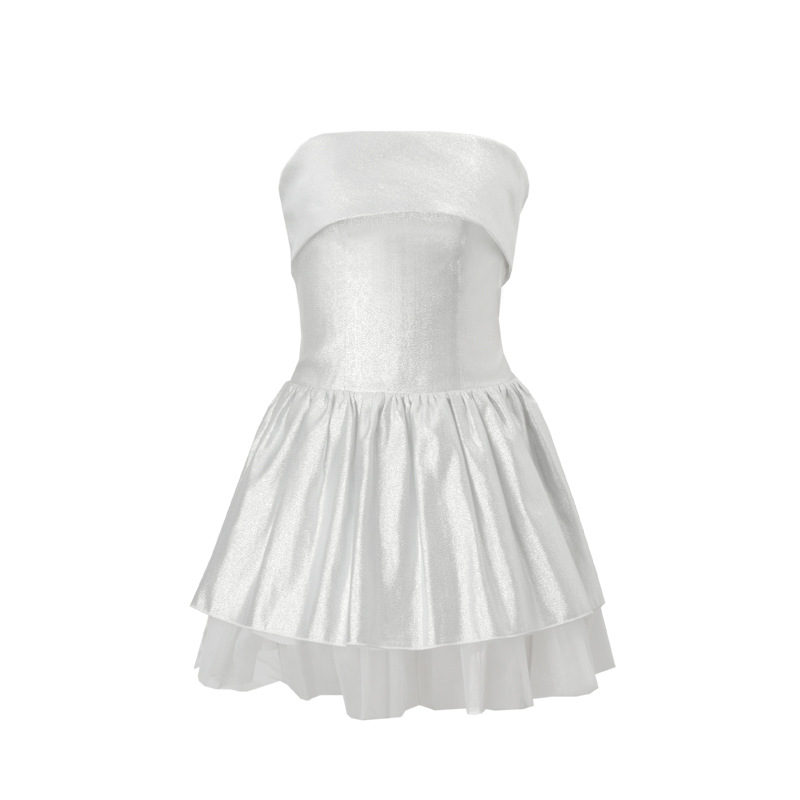 Fashion Personality Tube Top Short Type Dress Women White - Shop at LoveMi