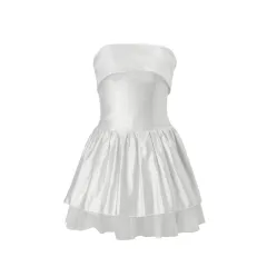 Fashion Personality Tube Top Short Type Dress Women - White - View 1