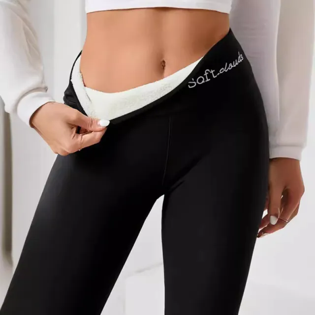 Fleece lined Thick Light Board Cashmere Leggings English Embroidery Black - Shop at LoveMi