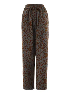 Leopard Print Casual High-end Temperament Suit Wide Leg Pants Two-piece Suit - Bottoms - View 1