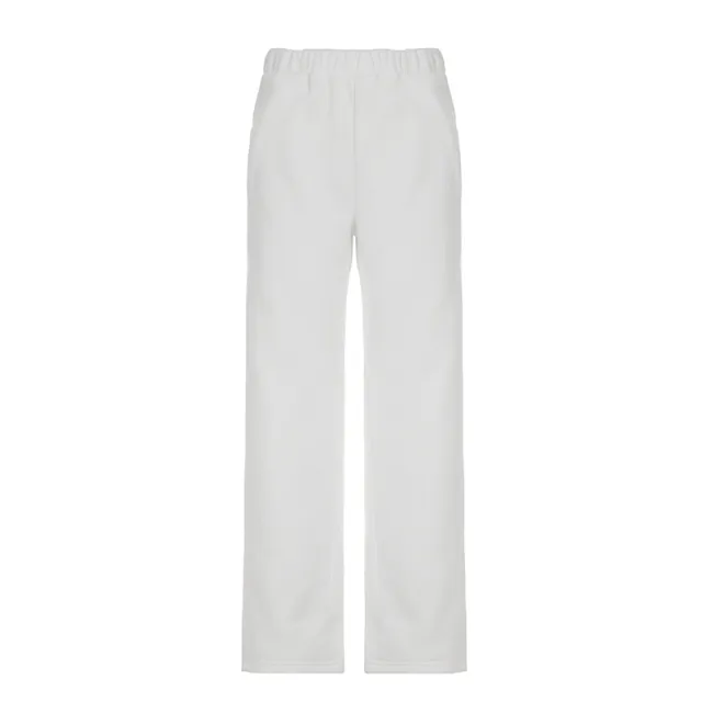 European And American High Sense Solid Color With Fur Sportswear Suit White Trousers - Shop at LoveMi