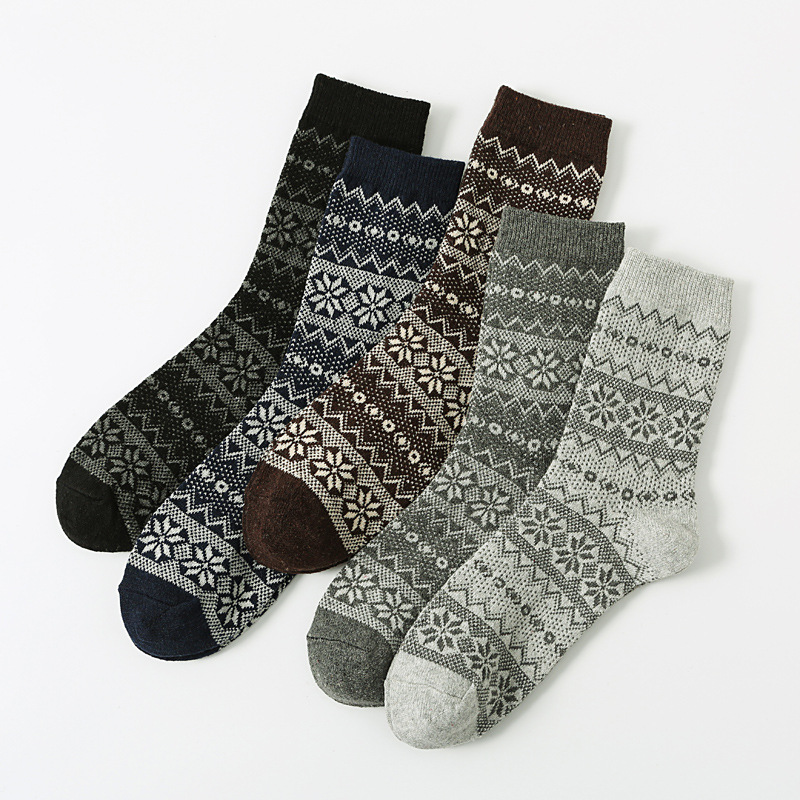 Retro Large Square Wool Socks