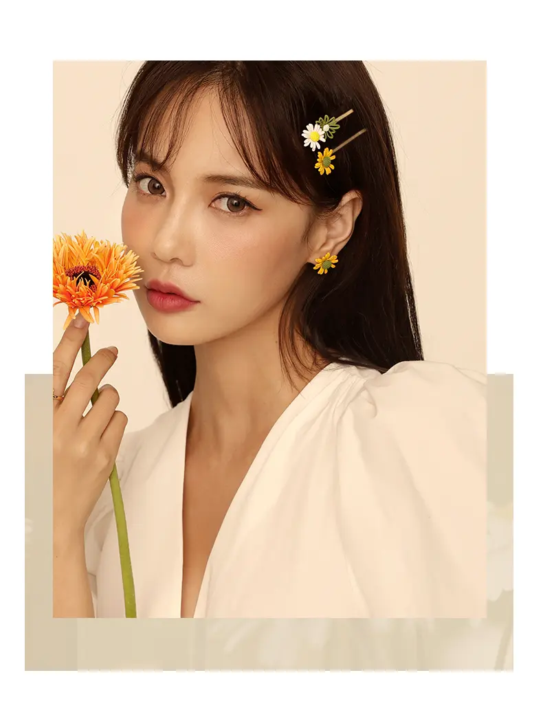 Chrysanthemum Flower Barrettes Side Broken Hair Clip