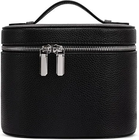 Elastic Band Leather Cosmetic Bag Large Capacity Black - Shop at LoveMi