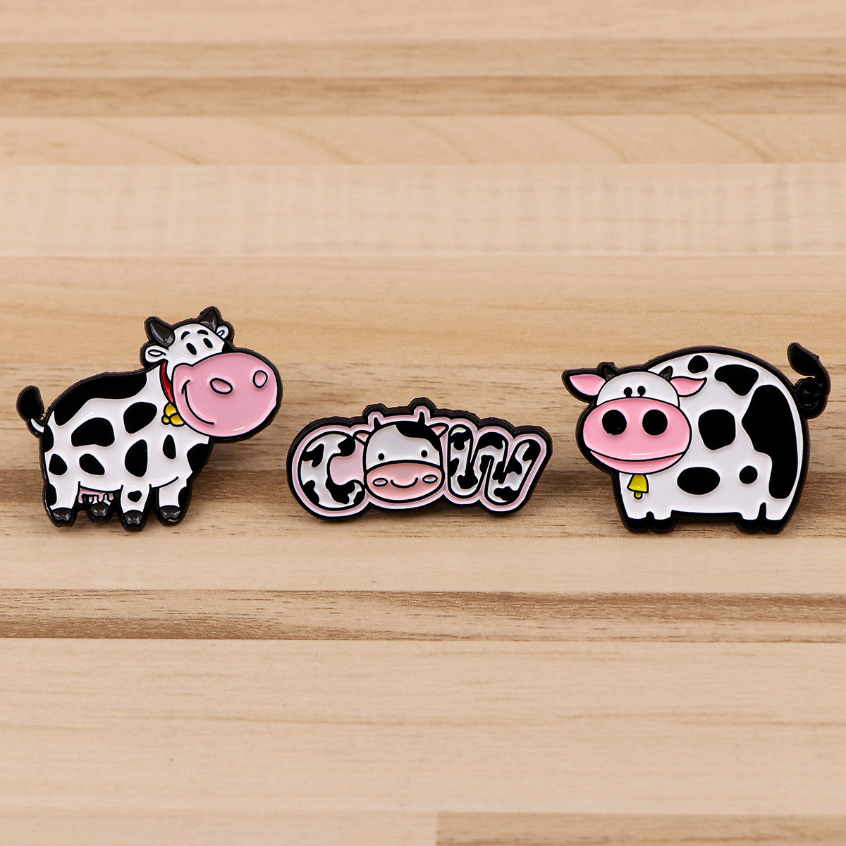 Cartoon Cute Black And White Cow Animal Brooch