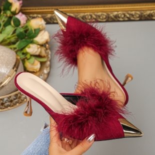 Furry High-Heeled Slippers, picture 6 of 6