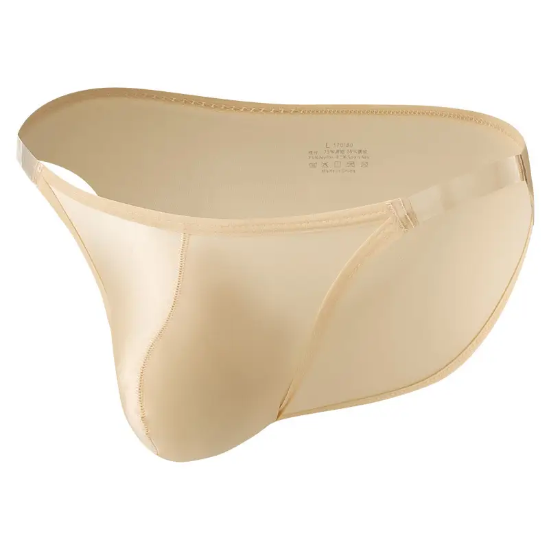 Men's High-Fork Transparent Briefs Solid Color Low Waist Full-wrapped Hip Bikini