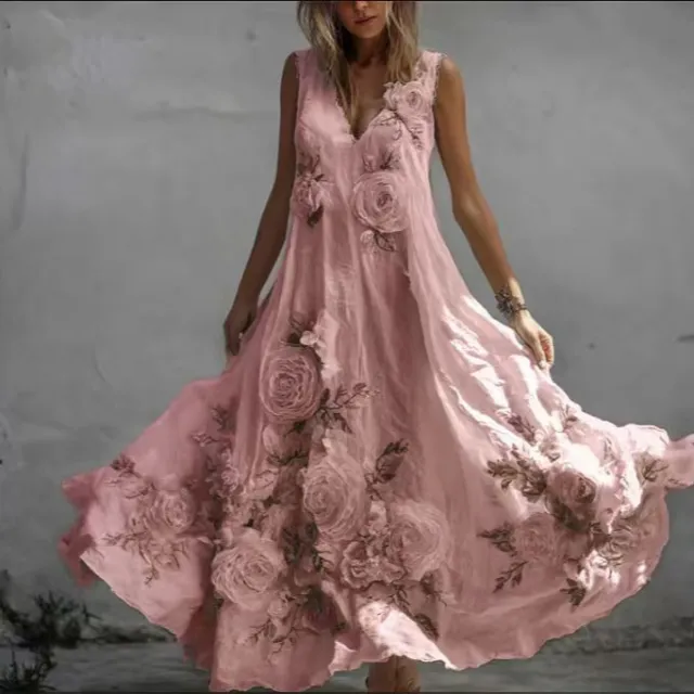 Womens Floral Print Dress Elegant And Chic Pink - Shop at LoveMi