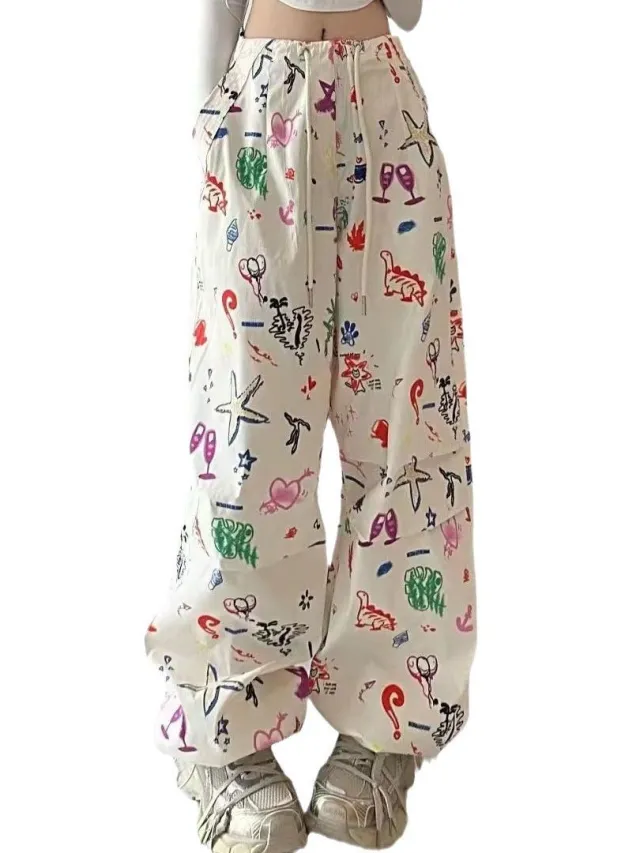 High Waist Slimming Graffiti Full Printed Overalls - Shop at LoveMi