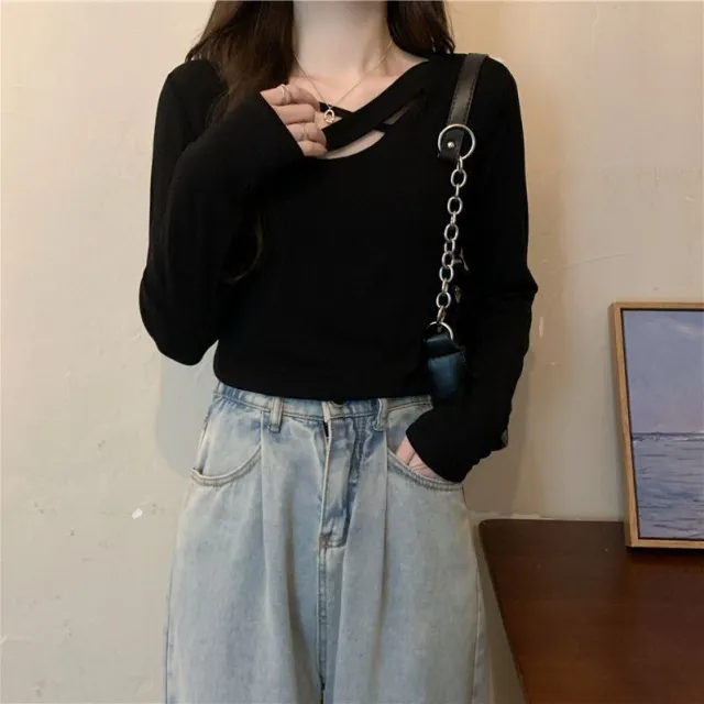Carefully Designed Long sleeve T shirt For Women In Early Autumn Black - Shop at LoveMi