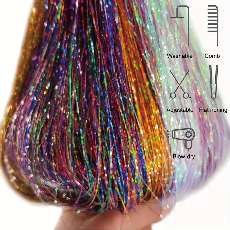 Laser-thread Colorful Shiny Seamless Hair Extensions