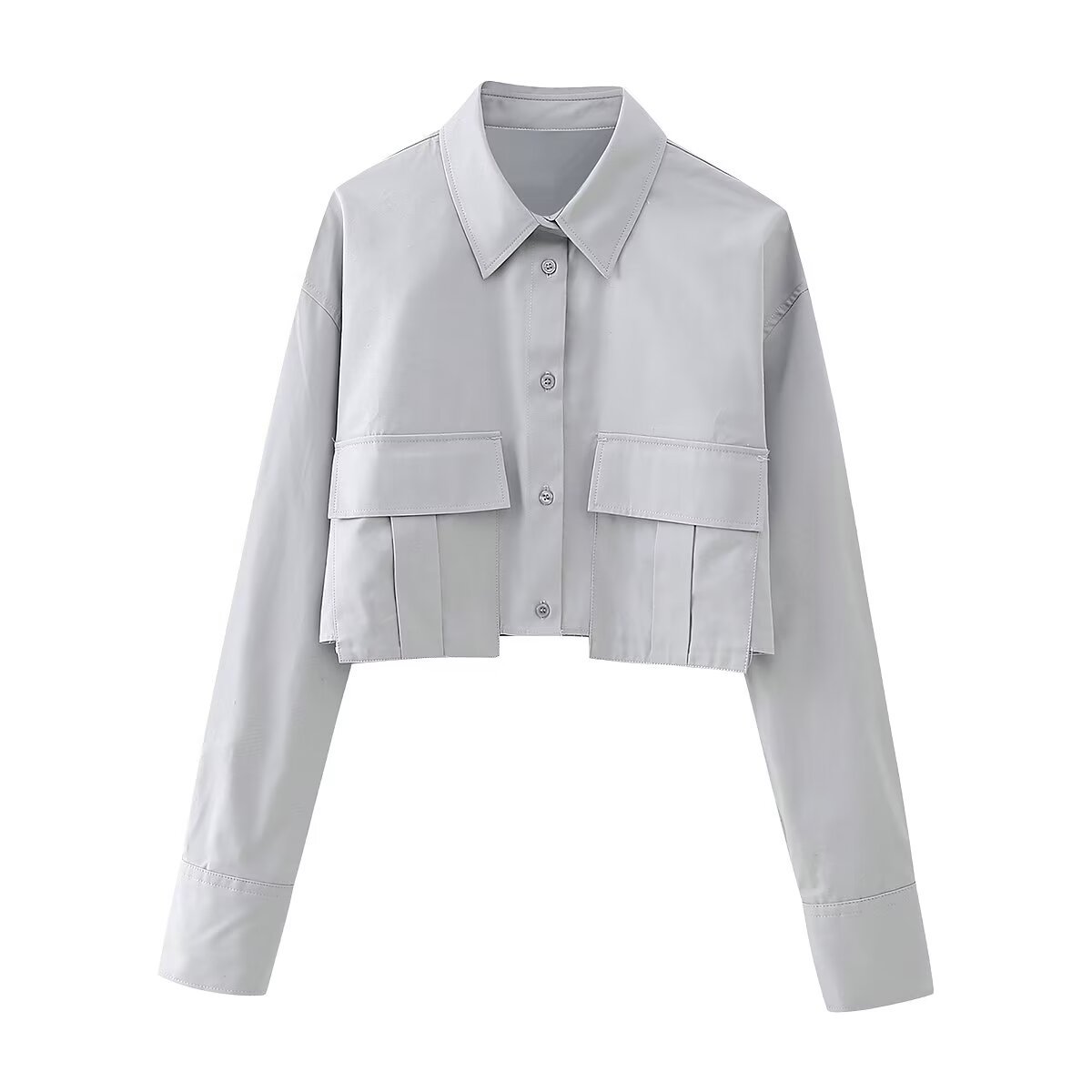 Women's Street Fashion Double Pocket Short Top