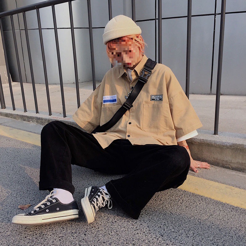 Ins Style Retro Workwear Shirt Short Sleeve Shirt For Women