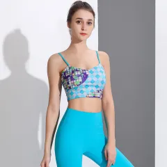 Yoga Clothes Printed Vest Spaghetti Strap Beauty Back One-piece - Green - View 1