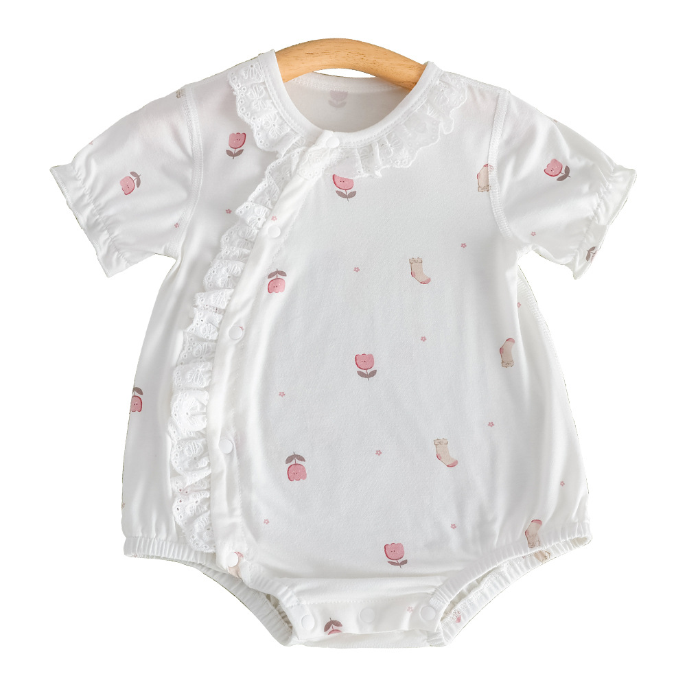 Modal Baby Romper, Summer Thin Bodysuit, Girls Short-sleeve One-piece Romper, Anyang Infant Clothing, Class A 6