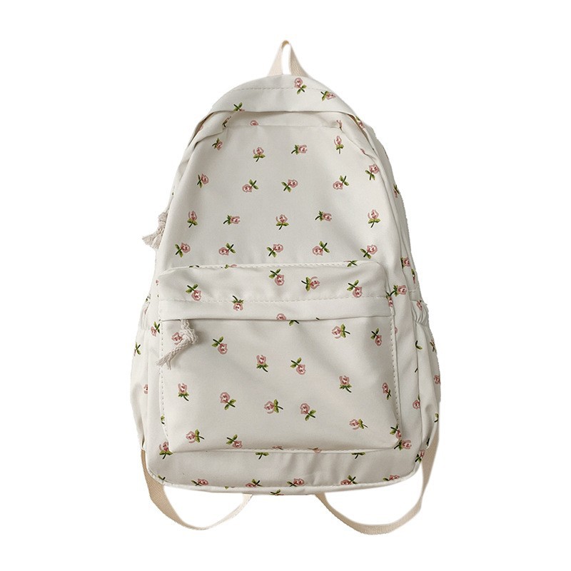 Preppy-style Floral-print Backpack