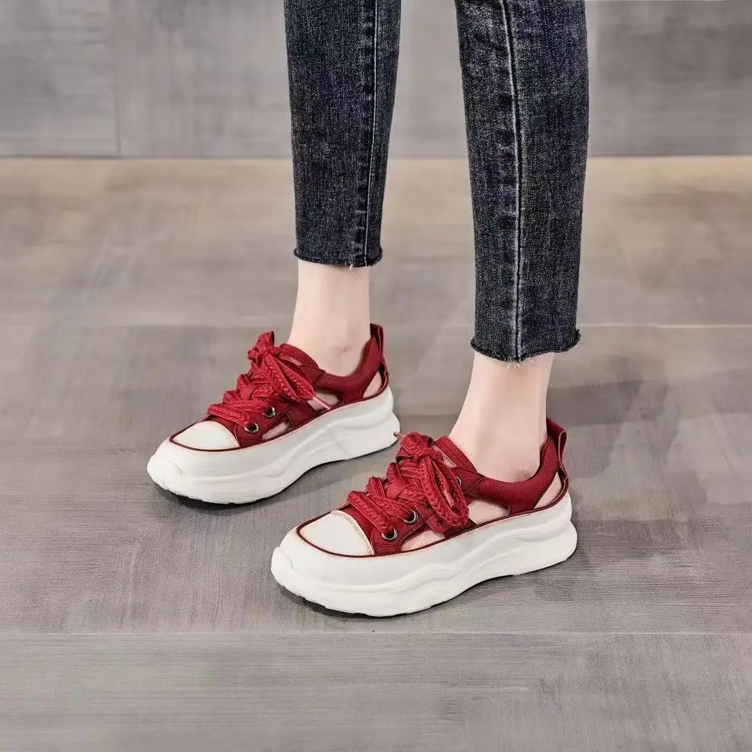 Women's Fashion Casual Platform Hollow Out Tied