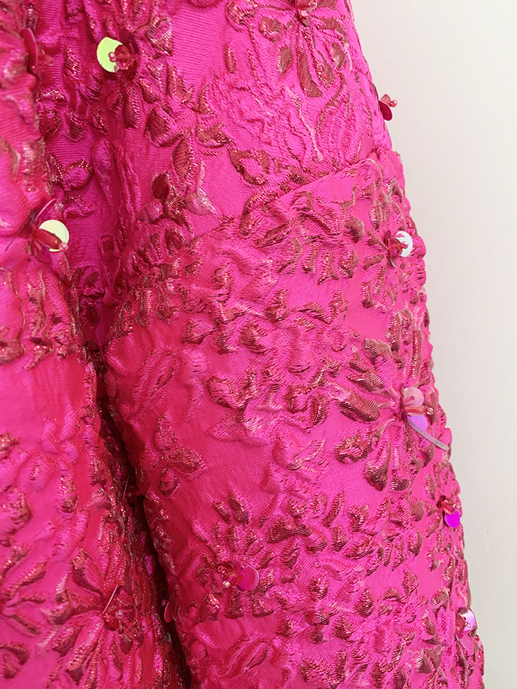 European And American Fashion Off-shoulder Collar Heavy Industry Beads Jacquard Loose-fitting Dress