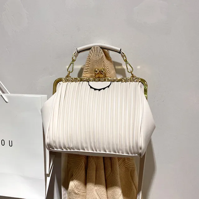 Commuter Shoulder Western Style Pleated Crossbody Bag White - Shop at LoveMi