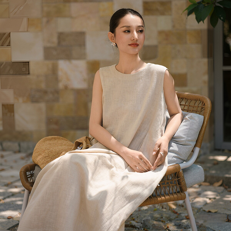 Womens Loose-fitting Sleeveless Dress