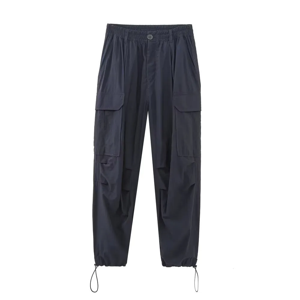 Lapel Short Sleeve Shirt Elastic Waist Casual Pants Suit - Casual Pants-M