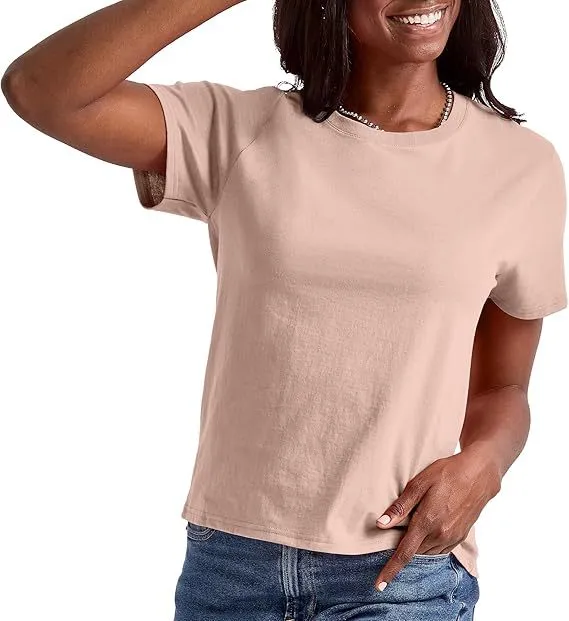 Loose Solid Color Short Sleeve Women's Summer Casual Crew Neck Top Pink - Shop at LoveMi