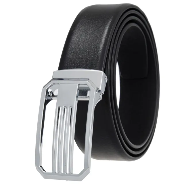 Pin Buckle Belt Two layer Cowhide Punching Belt Chrome Black Belt - Shop at LoveMi