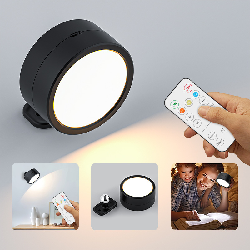 Home Ornaments Lighting Round Rotatable Bedside Wall Lamp - CJdropshipping