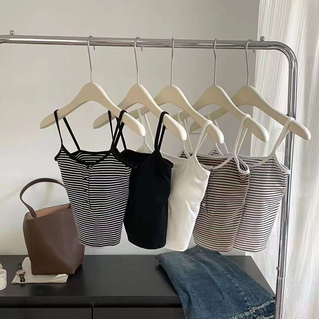Off-shoulder Striped Button Beauty Back Camisole