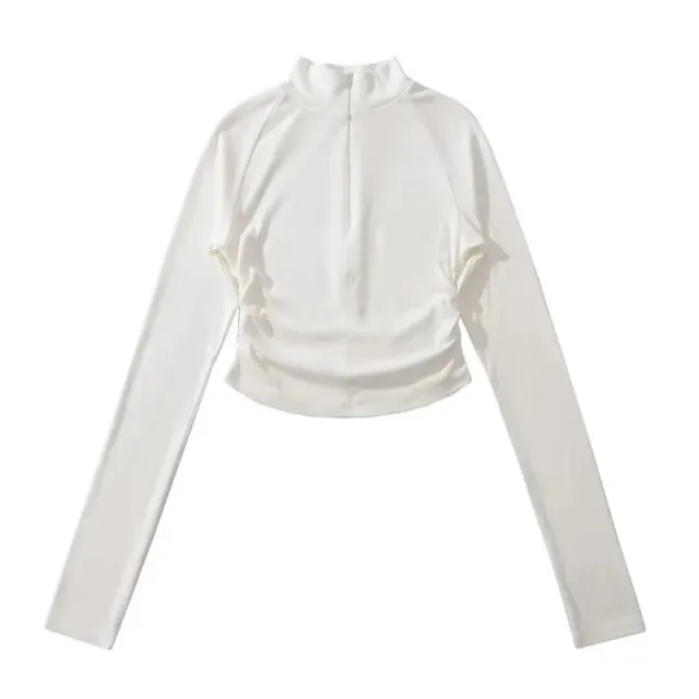 Half Turtleneck Design Bottoming Shirt Long Sleeve Top White - Shop at LoveMi