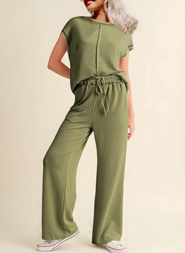 Three quarter Sleeve Casual Women's Pants Loose And Slimming Trousers Army Green - Shop at LoveMi