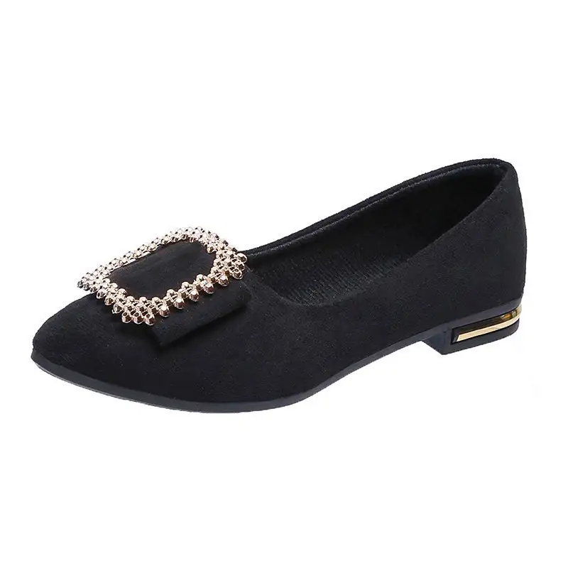 Women's Solid-Colored Everyday Pointed-Toe Low-Heel Flat Shoes
