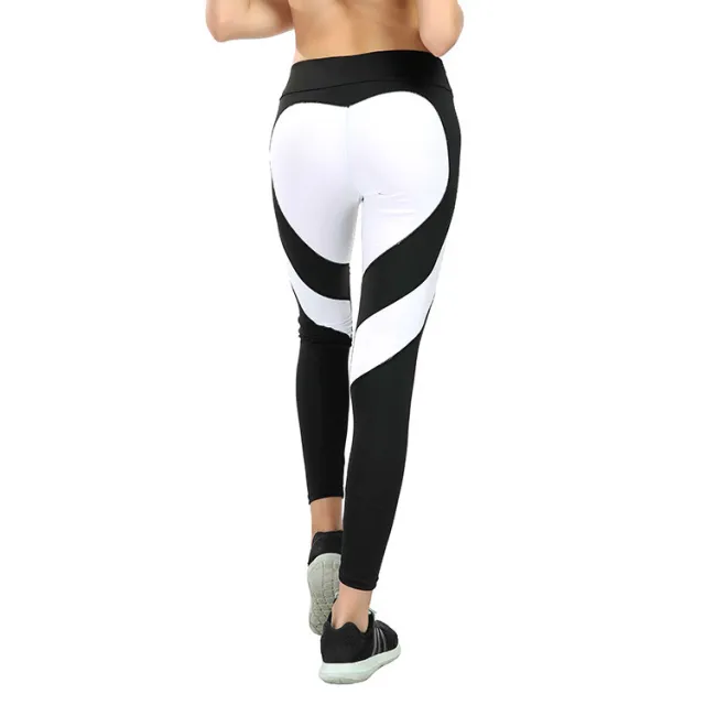 Love Butt Heart Stitching Yoga Leggings Hip Raise High Waist Leggings For Women Black Background White - Shop at LoveMi