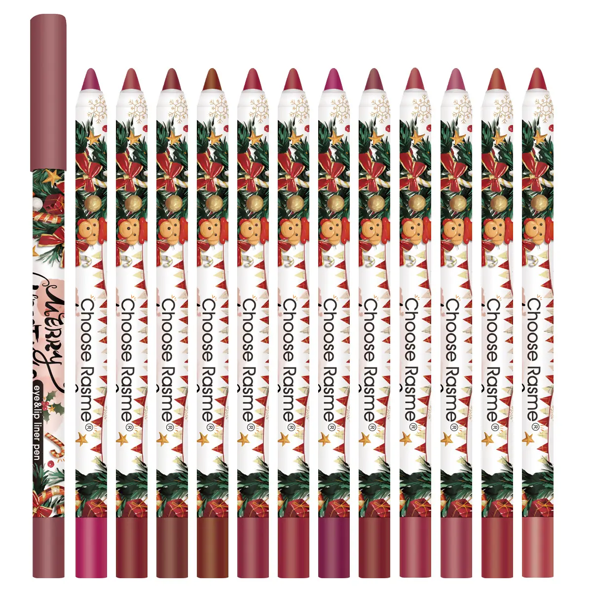 Christmas 12 Colors Mixed Lip Liner Suit