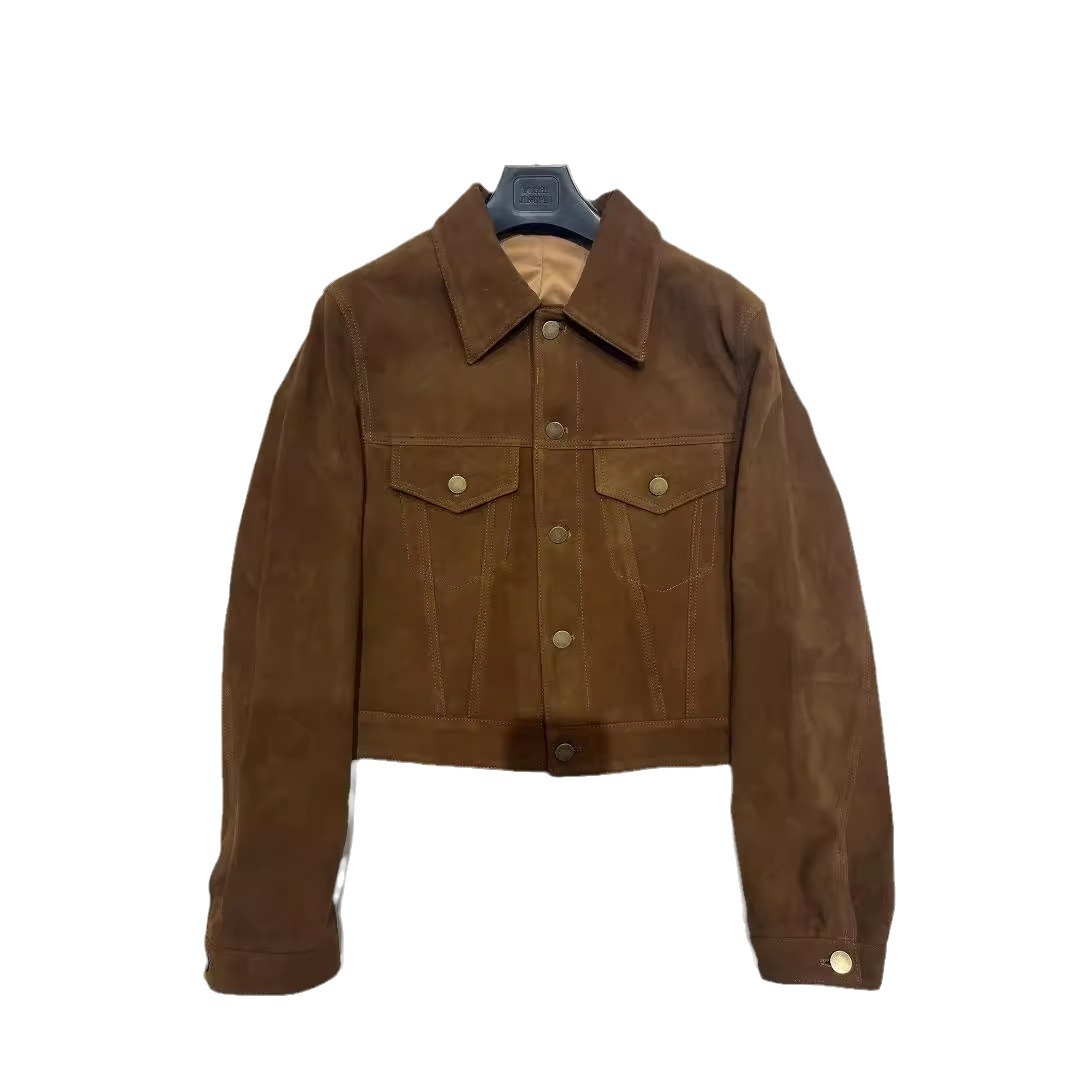 Short Box Retro Leather Coat