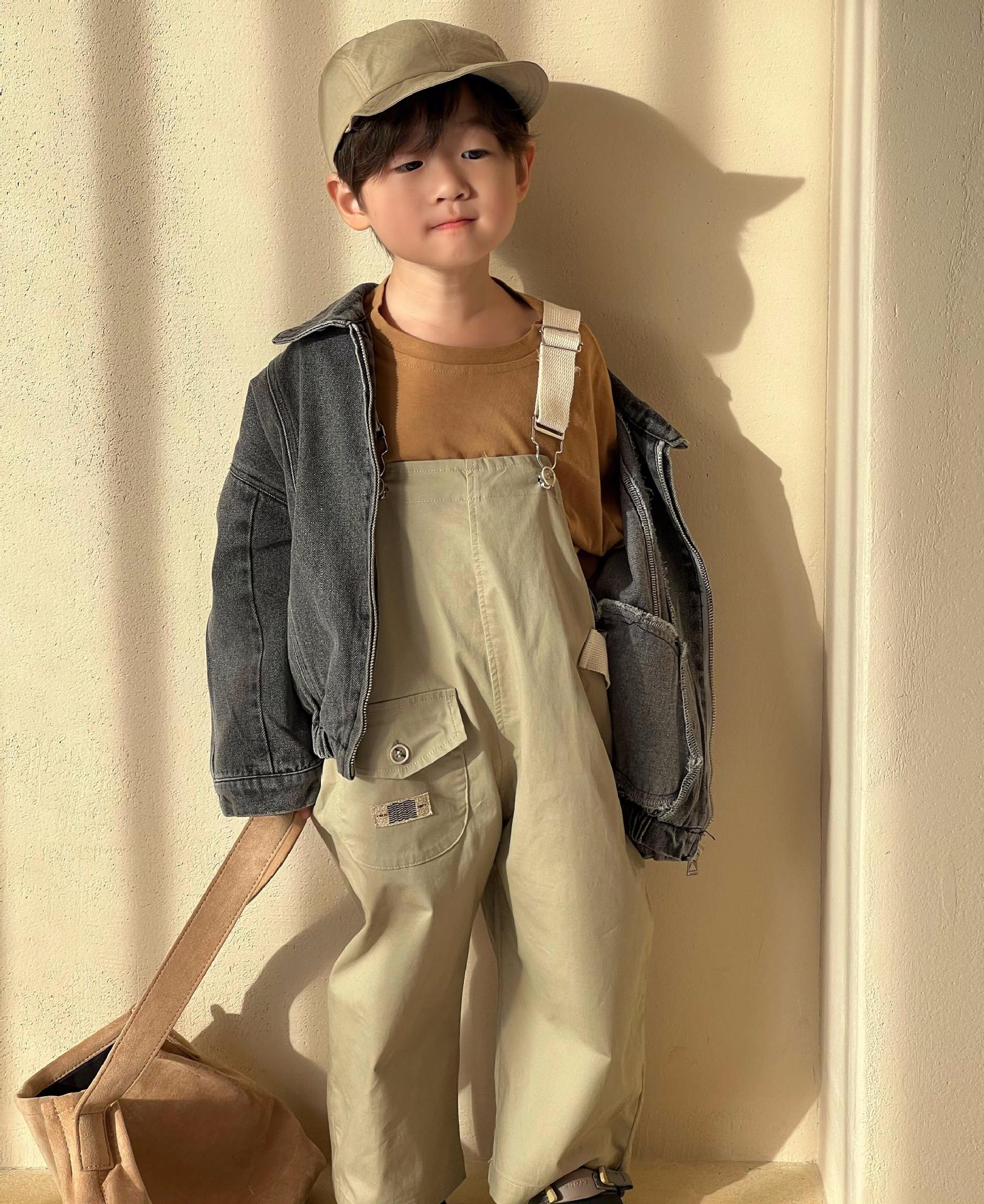 Children's Denim Jacket Boys And Girls Retro Distressed Zipper Jacket