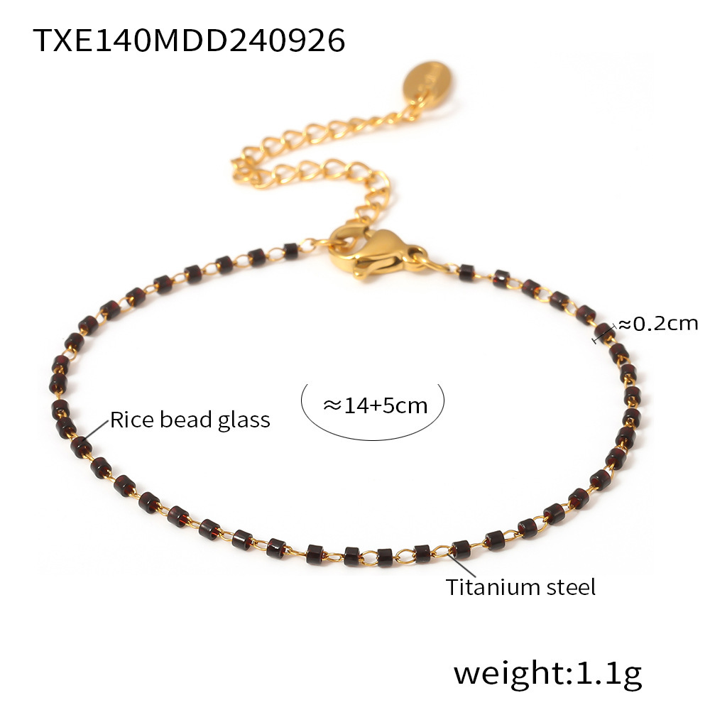 Titanium Steel Rice-Bead Chain Necklace, picture 4 of 4