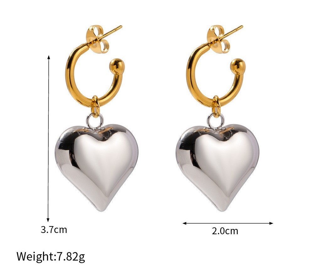 Fashion Elegance Retro French Entry Lux Heart-shaped Stainless Steel Ear Clip