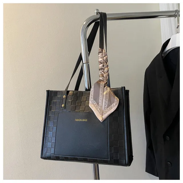Contrast Color One Shoulder Underarm Tote Big Bag Korean Style Fashion Crossbody Black - Shop at LoveMi