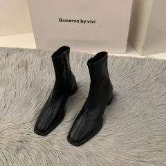 Women's Fashion Brown Martin Boots - Black - View 1