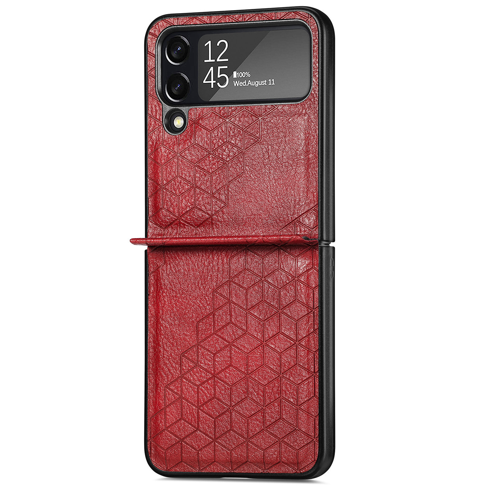 Solid Color Rhombus Leather Pattern Phone Case